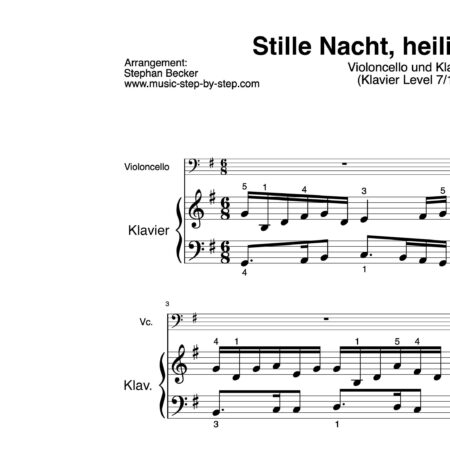 "Stille Nacht, heilige Nacht!" für Cello (Klavierbegleitung Level 7/10) | inkl. Aufnahme, Text und Playalong music-step-by-step