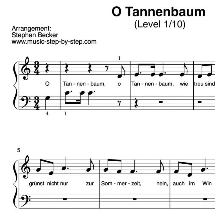 O Tannenbaum für Klavier, sehr leicht + Aufnahme