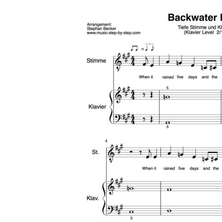 "Backwater Blues" für tiefe Stimme (Klavierbegleitung Level 2/10) | inkl. Aufnahme, Text und Playalong by music-step-by-step