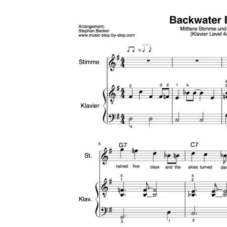 "Backwater Blues" für mittlere Stimme (Klavierbegleitung Level 4/10) | inkl. Aufnahme, Text und Playalong by music-step-by-step