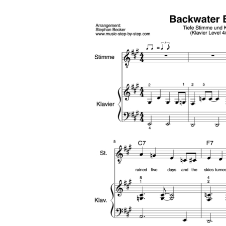 "Backwater Blues" für tiefe Stimme (Klavierbegleitung Level 4/10) | inkl. Aufnahme, Text und Playalong by music-step-by-step