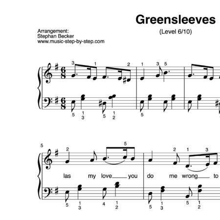 "Greensleeves" für Klavier (Level 6/10) | inkl. Aufnahme und Text by music-step-by-step