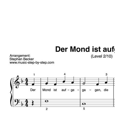 "Der Mond ist aufgegangen" für Klavier (Level 2/10) | inkl. Aufnahme und Text by music-step-by-step