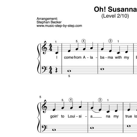 "Oh, Susanna" für Klavier (Level 2/10) | inkl. Aufnahme und Text
