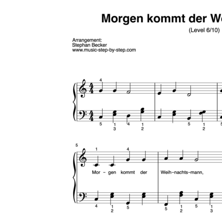 "Morgen kommt der Weihnachtsmann" für Klavier (Level 6/10) | inkl. Aufnahme und Text by music-step-by-step