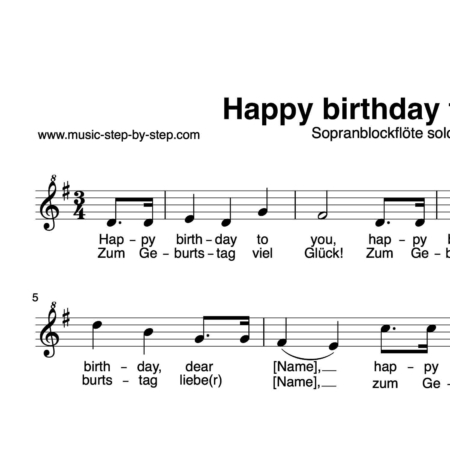 "Happy birthday to you" für Sopranblockflöte solo | inkl. Aufnahme und Text music-step-by-step