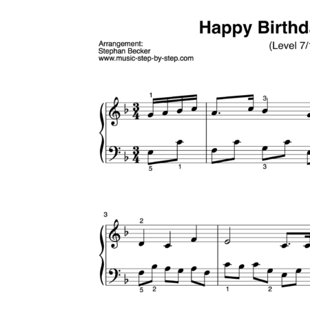 "Happy birthday to you" für Klavier (Level 7/10) | inkl. Aufnahme und Text music-step-by-step
