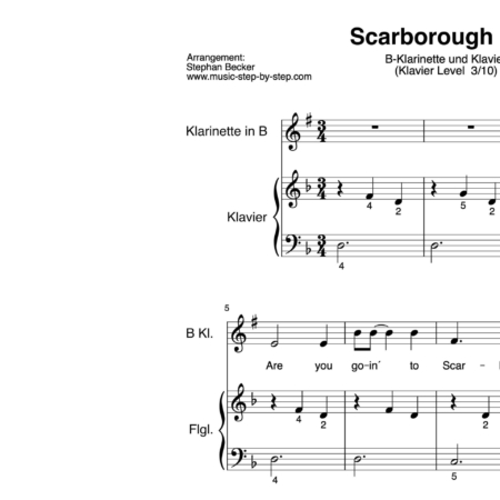 “Scarborough Fair” für Klarinette in B (Klavierbegleitung Level 3/10) | inkl. Aufnahme, Text und Playalong by music-step-by-step