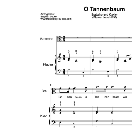 “O Tannenbaum” für Bratsche (Klavierbegleitung Level 4/10) | inkl. Aufnahme, Text und Playalong by music-step-by-step