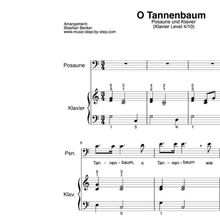 “O Tannenbaum” für Posaune (Klavierbegleitung Level 4/10) | inkl. Aufnahme, Text und Playalong by music-step-by-step