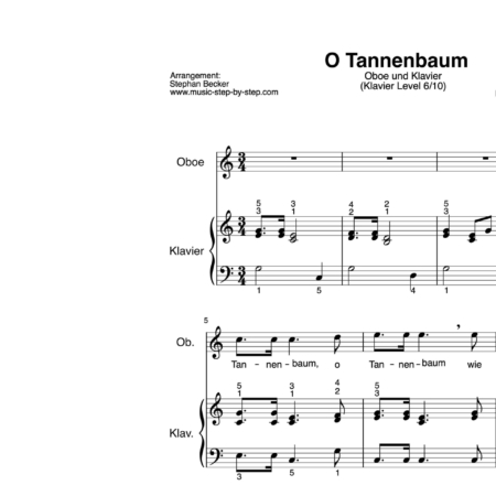 "O Tannenbaum" für Oboe (Klavierbegleitung Level 6/10) | inkl. Aufnahme, Text und Playalong by music-step-by-step