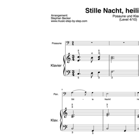 “Stille Nacht, heilige Nacht” für Posaune (Klavierbegleitung Level 4/10) | inkl. Aufnahme, Text und Playalong by music-step-by-step