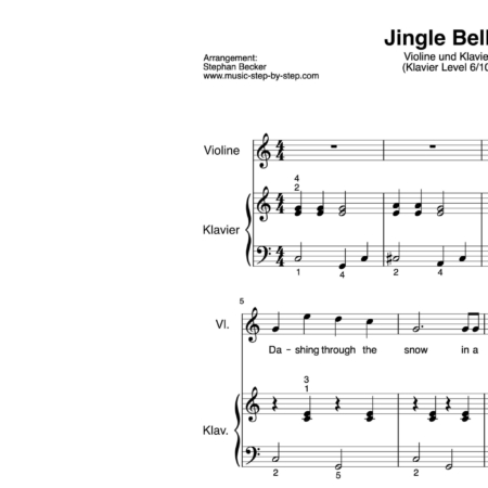 “Jingle Bells” für Geige (Klavierbegleitung Level 6/10) | inkl. Aufnahme, Text und Begleitaufnahme by music-step-by-step