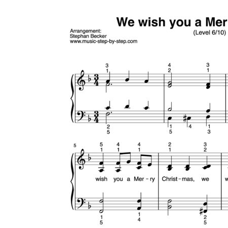 "We wish you a Merry Christmas" für Klavier (Level 6/10) | inkl. Aufnahme und Text by music-step-by-step