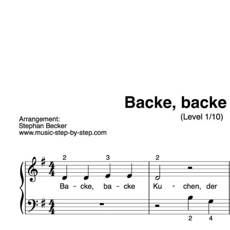 “Backe, backe Kuchen” für Klavier (Level 1/10) | inkl. Aufnahme und Text by music-step-by-step
