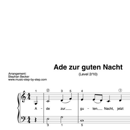 “Ade zur guten Nacht” für Klavier (Level 2/10) | inkl. Aufnahme und Text by music-step-by-step