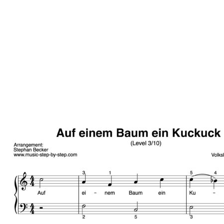 “Auf einem Baum ein Kuckuck saß” für Klavier (Level 3/10) | inkl. Aufnahme und Text by music-step-by-step