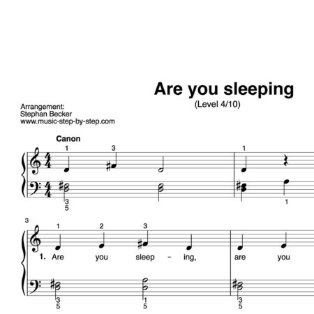 “Are you sleeping” für Klavier (Level 4/10) | inkl. Aufnahme und Text by music-step-by-step
