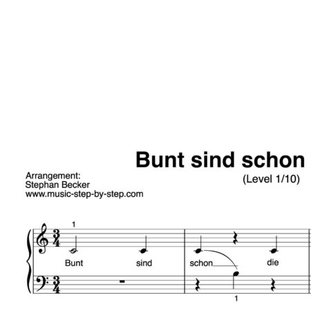 “Bunt sind schon die Wälder” für Klavier (Level 1/10) | inkl. Aufnahme und Text by music-step-by-step