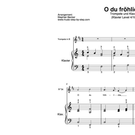 “O du fröhliche” für Trompete (Klavierbegleitung Level 4/10) | inkl. Aufnahme, Text und Begleitaufnahme by music-step-by-step
