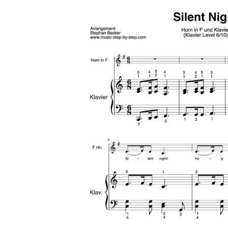 “Silent Night” für Horn (Klavierbegleitung Level 6/10) | inkl. Aufnahme, Text und Begleitaufnahme by music-step-by-step
