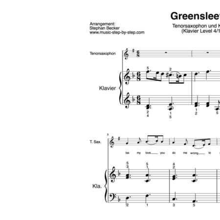 “Greensleeves” für Tenorsaxophon (Klavierbegleitung Level 4/10) | inkl. Aufnahme, Text und Begleitaufnahme