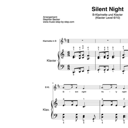 “Silent Night” für Klarinette in B (Klavierbegleitung Level 6/10) | inkl. Aufnahme, Text und Begleitaufnahme by music-step-by-step