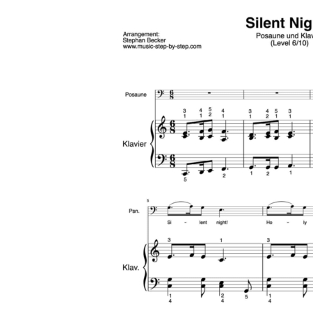 “Silent Night” für Posaune (Klavierbegleitung Level 6/10) | inkl. Aufnahme, Text und Begleitaufnahme by music-step-by-step