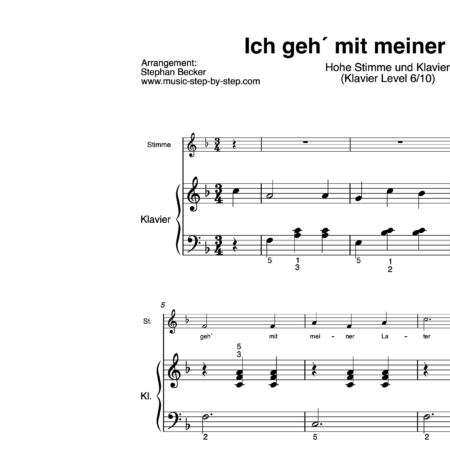 “Ich geh´mit meiner Laterne” für Gesang, hohe Stimme (Klavierbegleitung Level 6/10) | inkl. Aufnahme, Text und Begleitaufnahme by music-step-by-step