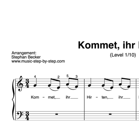 "Kommet, ihr Hirten" für Klavier (Klavierbegleitung Level 1/10) by music-step-by-step