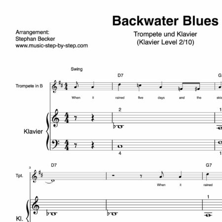 "Backwater Blues" für Trompete (Klavierbegleitung Level 2/10) | inkl. Aufnahme, Text und Begleitaufnahme by music-step-by-step